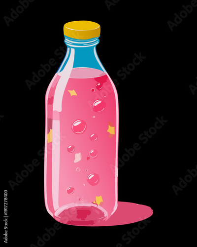 Pink berry smoothie with orange slice and fresh leaves in a glass for a healthy and nutritious breakfast - Vector Illustration