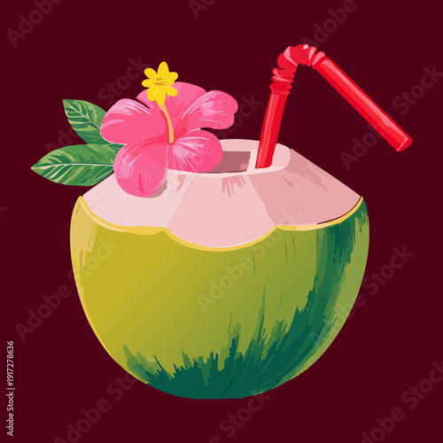 Zesty pink limeade with fresh lime and mint leaves for a refreshing and cool summer refreshment option - Vector Illustration