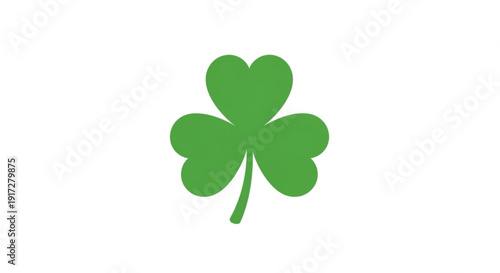 Green four leaf clover on white background symbolizing luck and fortune