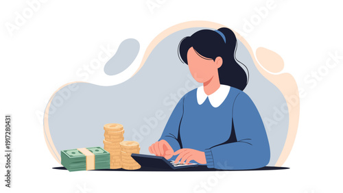 Vibrant vector illustration of a peaceful rural landscape with golden fields, a winding river, and red barns under a bright blue sky