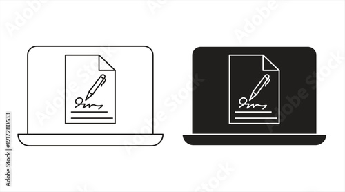 Electronic signature icon, e-document form, electronic device for contracts or agreements, Suitable for website design, logo, app, template, UI, and more. Vector illustration.

