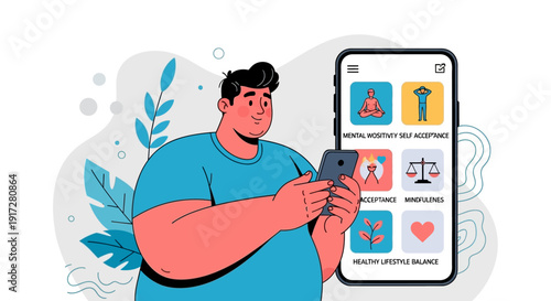 Mental health and wellness app on smartphone, user holding device for self-care