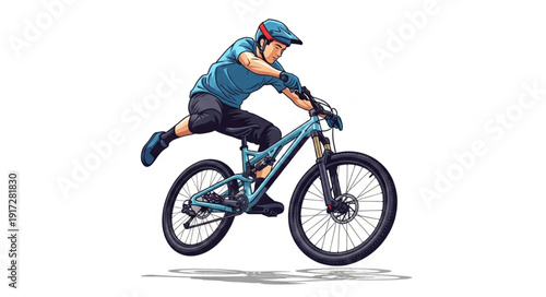 Man Riding Mountain Bike in Air.