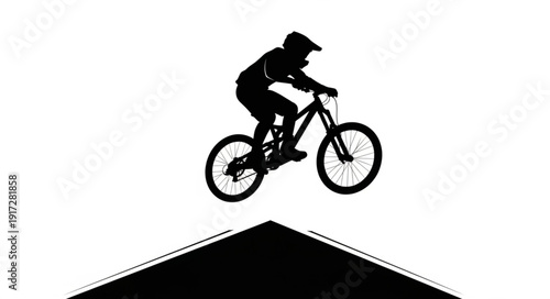 Man Riding Mountain Bike Silhouette.