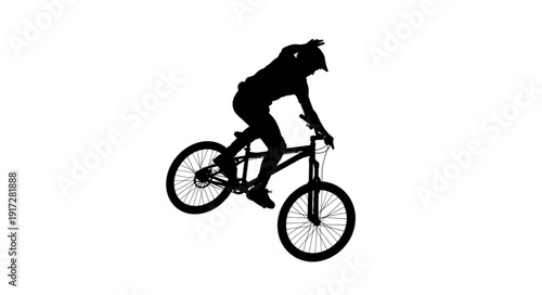 Man Riding Mountain Bike Silhouette.