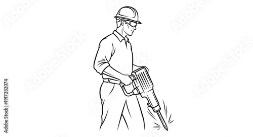 Man Using Hedge Trimmer Gardening.