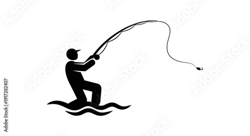 Man Fishing on Water Silhouette.