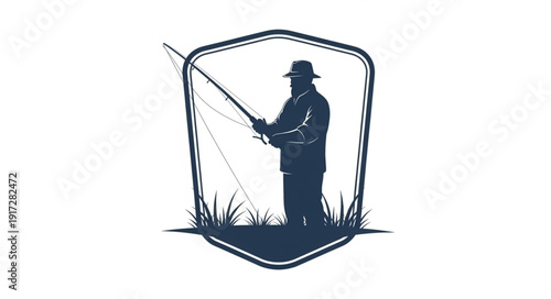 Man Fishing Silhouette Illustration.
