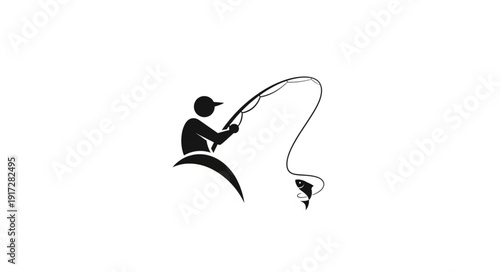 Man Fishing Silhouette Illustration.