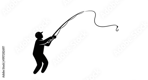 Man Fishing with Long Rod.