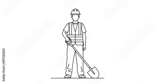 Man Holding Shovel Illustration.