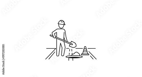 Man Operating Road Maintenance Machine.