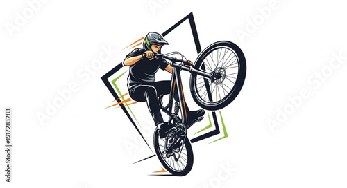 Man Performing Mountain Bike Stunt.
