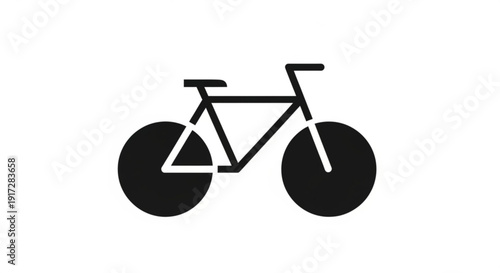 Black bicycle icon with white accents on plain background