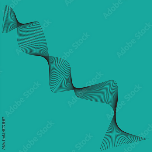 Abstract Line Art: A mesmerizing abstract composition of flowing lines gracefully curves against a vibrant teal backdrop. The image evokes a sense of movement, elegance, and dynamic energy. 
