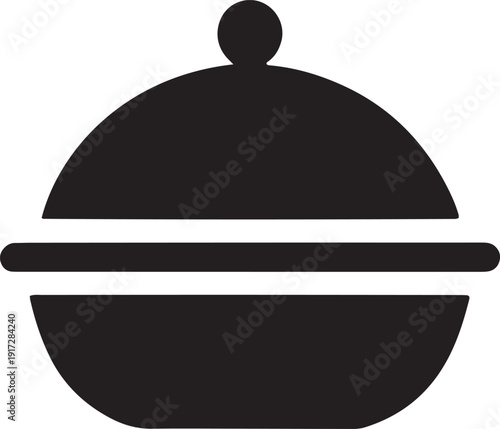 Casserole pot with lid silhouette icon for cooking and kitchenware restaurant menu design element