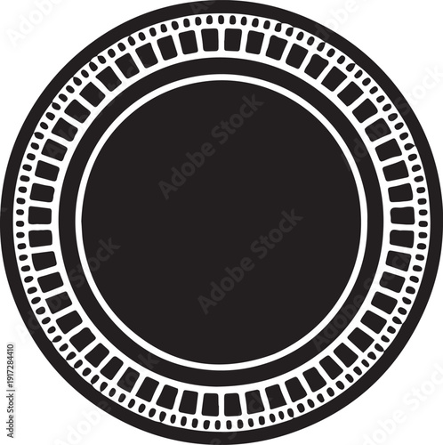 Film reel frame circle vector design element for photography and video projects