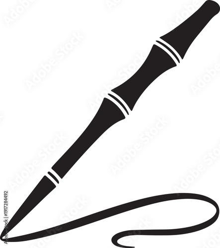 Islamic calligraphy pen tool with traditional ink line silhouette for religious art projects