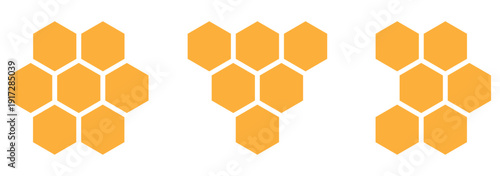 Honeycomb icon set. Honeycomb icon concept template. A vector graphic illustration of honeycombs arranged in a grid pattern showcasing honeycomb cells from a top view. eps 10