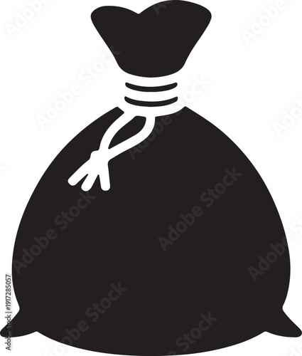 Traditional sack bag silhouette icon for storage of agricultural products flour grain or coffee