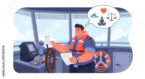 Maritime professional contemplating work-life balance and well-being at sea