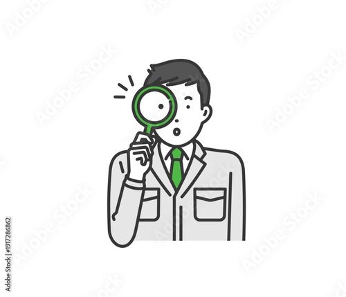 分析,作業着男性