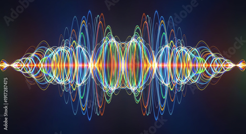 Colorful Sound Wave Illustration Showing Vibrations and Frequencies.