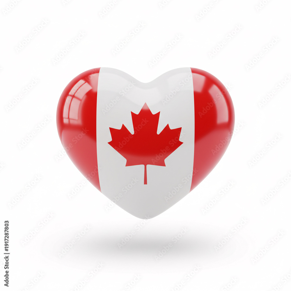 Obraz premium Canadian Heart Shape with Maple Leaf Symbol.
