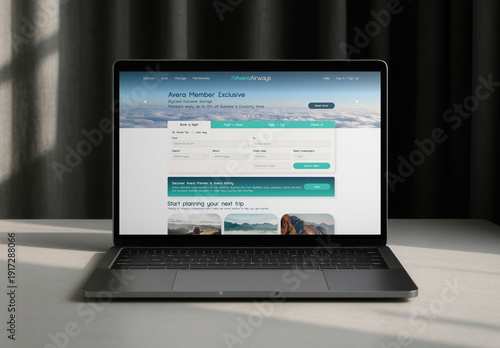 Laptop Mockup Displaying Travel Booking Website PSD