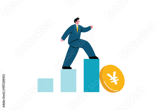 業績を上げてお金を稼ぐ会社員男性
