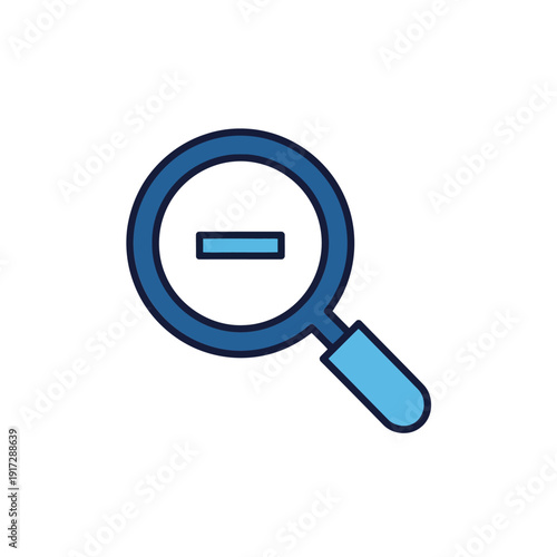 A magnifying glass with a minus sign in the center indicating reduction or removal.