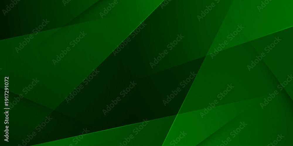 Obraz premium Abstract fractal dark green background. Modern banner concept element design. Overlap papercut triangle shapes with shadow and lights pattern style.