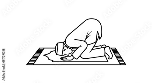 Man kneeling on a prayer mat in prostration