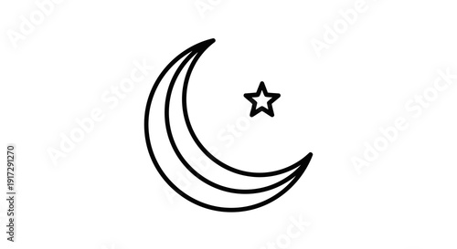 A crescent moon and star symbol