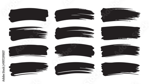 Canvas Print Black marker brush stroke set