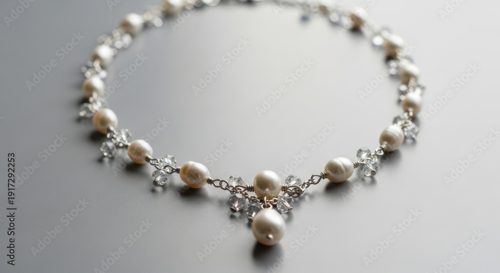 Obraz premium Pearl and Diamond Necklace Jewelry Piece.