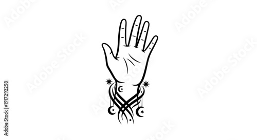 A hand with a unique tattoo on the wrist area