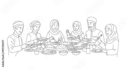 A family gathered around a table for a meal