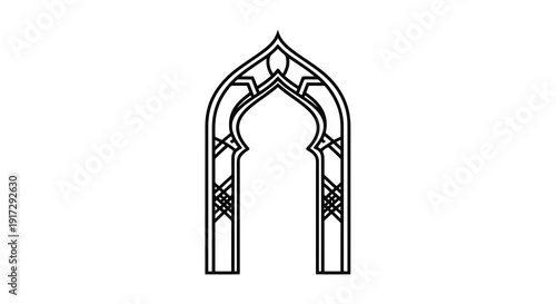 A black and white drawing of an archway