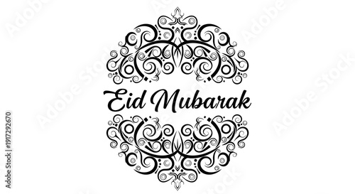 Eid mubarak greeting card with elegant floral design