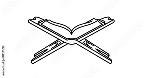 A black and white drawing of two crossed skis