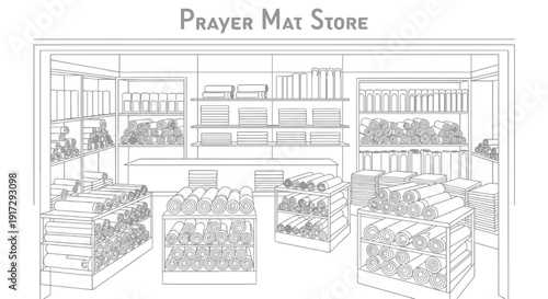 A line drawing of a pet store interior