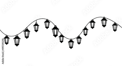 A string of lanterns hanging from a wire