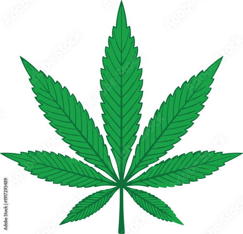 Green Cannabis Marijuana Hemp Leaf Illustration Vector Icon Set Isolated on White Background for Medical Legalization CBD Oil Wellness Herbal Therapy and Lifestyle Branding