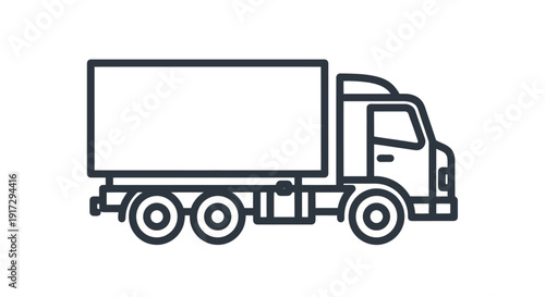 Simple Line Art Icon of a Delivery Truck.
