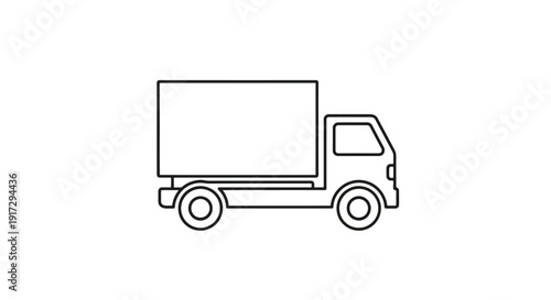 Simple Line Art Icon of a Delivery Truck.