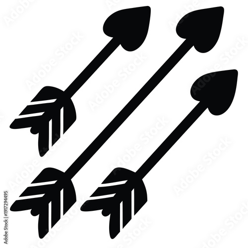 Three black arrows pointing upwards diagonally