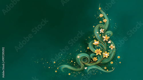 Cute Green and Yellow Flower Background Wallpaper