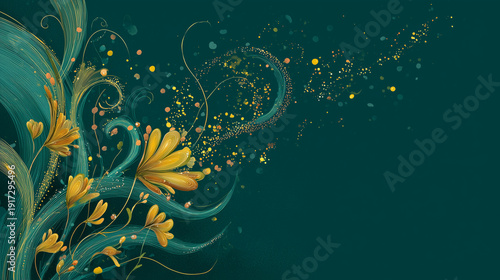 Cute Green and Yellow Flower Background Wallpaper