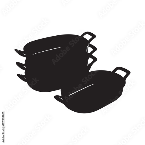 Stacked cookware silhouette pots and pans in black and white a kitchen essential